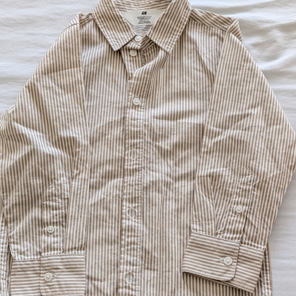 H&M Kids Tan Striped Button Down Shirt